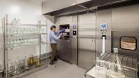 Person working at autoclave room